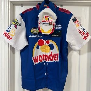 Men’s large wonderbread shirt and hat, costume for Talladega Nights Ricky Bobby